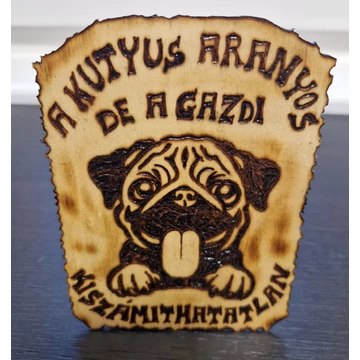 Egyedi kézműves fa hűtőmágnes kézi gravírozással kutyás