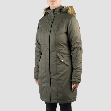 Női Parka kabát Teddy béléssel olajzöld