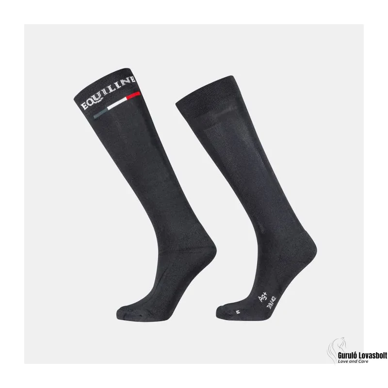 Equiline Silver Plus Light unisex lovaglózokni fekete
