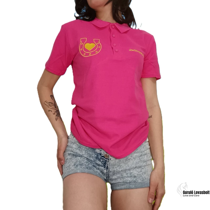 Bubi galléros női lovaglópóló pink