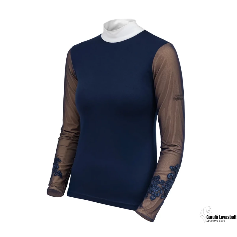 Női lovas versenying signature sleeves 'w' - hosszú ujjú kék